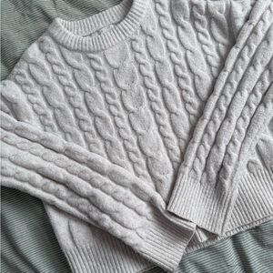 A New Day Cream Cable Knit Crew Neck Sweater